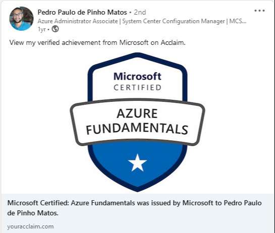 Resultado de aluno no Desafio Azure 30 Dias 8