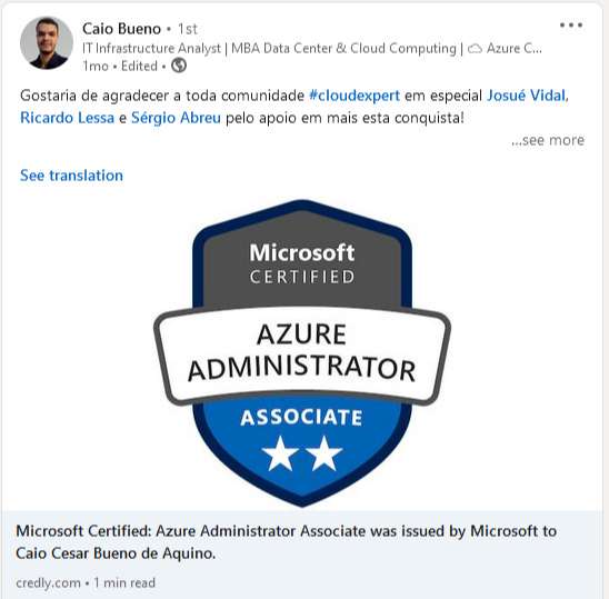 Resultado de aluno no Desafio Azure 30 Dias 4
